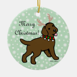 Adorno De Cerámica Antillas de Navidades de chocolate Labrador