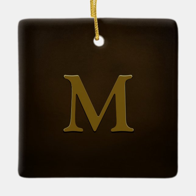 Adorno De Cerámica Antique Gold Embossed Monogram Personalized (Anverso)