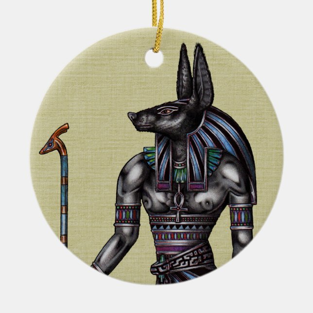 Adorno De Cerámica Anubis Ornament Round (Frente)