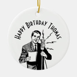 Adorno De Cerámica Anunciante de radio de cumpleaños vintage