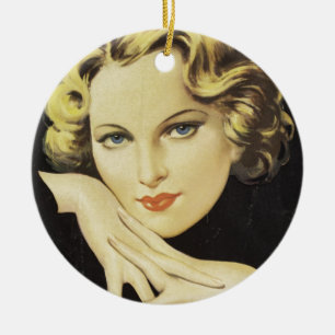 Adorno De Cerámica Anuncio de cosecha de vintage Hand Cream Woman Blo