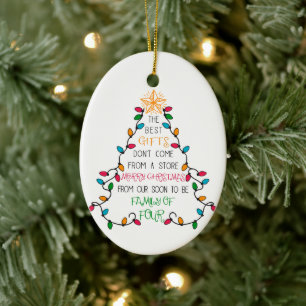 Adorno De Cerámica Anuncio de Embarazo Familia de 4 árbol de Navidad