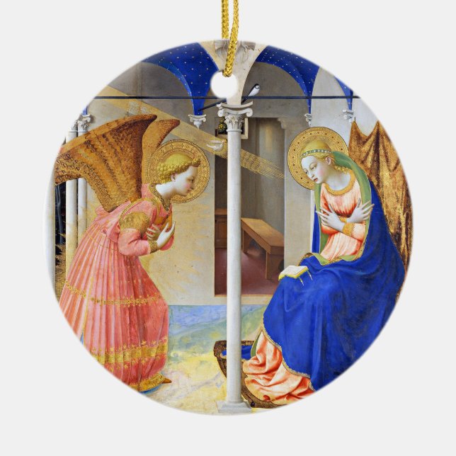 Adorno De Cerámica ANUNCIO de Fra Beato Navidades Angelico Azul (Frente)