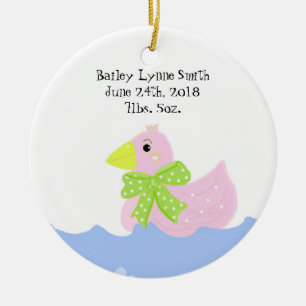 Adorno De Cerámica Anuncio de nacimiento de pato rosa