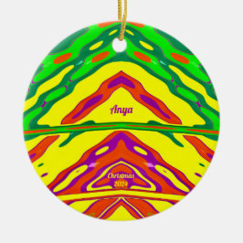 Adorno De Cerámica ANYA ~ NAVIDADES 3D Amarillo Verde Rojo 2024