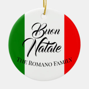 Adorno De Cerámica Apellido Buon Natale Bandera de Italia