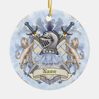Adorno De Cerámica Apellido de cresta de la familia Blue Knight