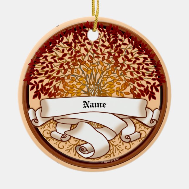 Adorno De Cerámica Apellido del árbol familiar de Crimson (Frente)