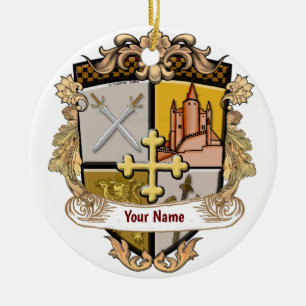 Adorno De Cerámica Apellido Escudo Cruz Vista