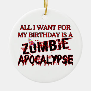Adorno De Cerámica Apocalipsis del zombi del cumpleaños