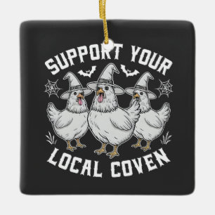 Adorno De Cerámica Apoye su Rooster local Halloween Spooky