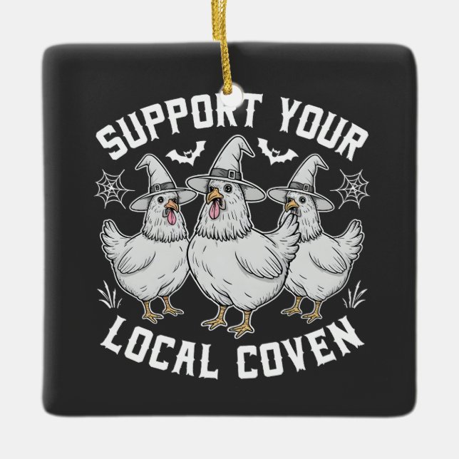 Adorno De Cerámica Apoye su Rooster local Halloween Spooky (Anverso)