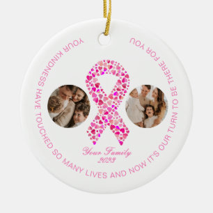 Adorno De Cerámica Apoyo al cáncer de mama Dos Collages de fotos