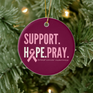 Adorno De Cerámica apoyo al cáncer de mama esperanza rezar Navidades