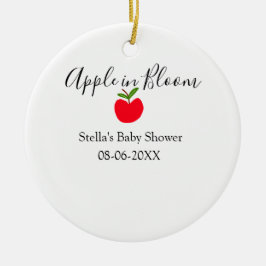 Adorno De Cerámica Apple in bloom baby shower red apple name date
