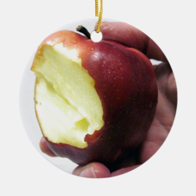 Adorno De Cerámica Apple roja mordida (Frente)