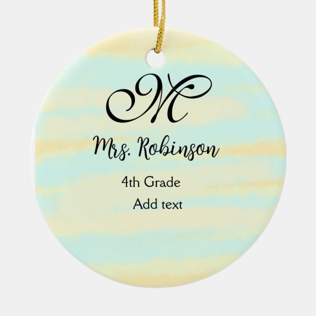 Adorno De Cerámica apreciación del profesor de acuarcolía azul amaril (Frente)