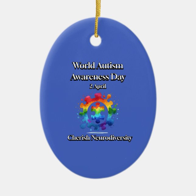 Adorno De Cerámica Apreciar la Neurodiversidad. Día Mundial de Concie (Frente)