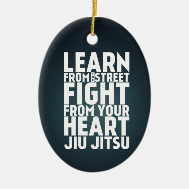 Adorno De Cerámica Aprenda del negro de Jiu Jitsu de la calle (Frente)