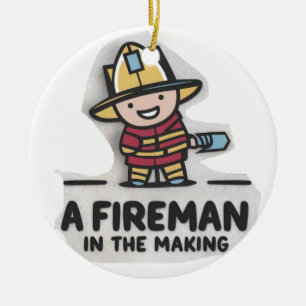 Adorno De Cerámica Aprendiz de bombero. Futuro bombero 