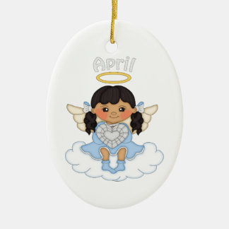 Adorno De Cerámica April Birthstone Angel Black