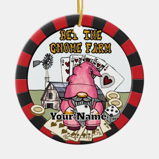 Adorno De Cerámica Apuesto a que el gnomo de la granja (Frente)