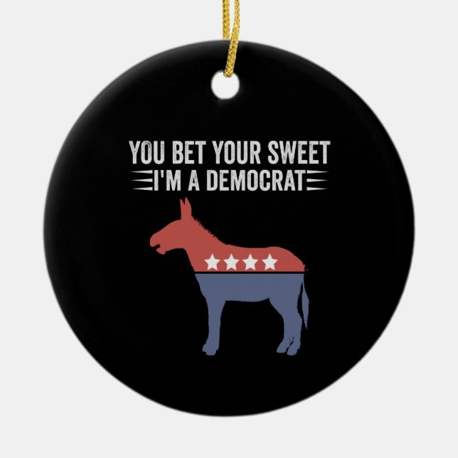 Adorno De Cerámica Apuesto a que soy una política divertida y demócra (Frente)