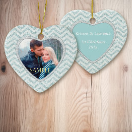 Adorno De Cerámica Aqua Chevron Icy Sparkle Template