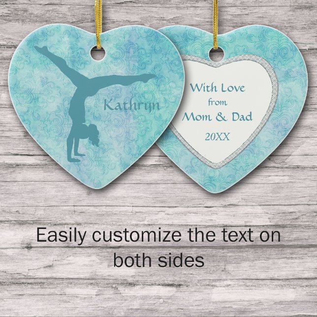 Adorno De Cerámica Aqua Gymnast sobre el patrón Verde azulado (Subido por el creador)