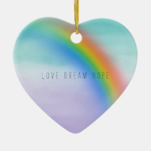 Adorno De Cerámica Aqua Purple Rainbow amor Inspirador sueño esperan