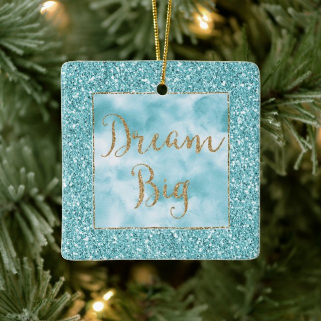 Adorno De Cerámica Aqua Purpurina Gold Dream (Árbol)