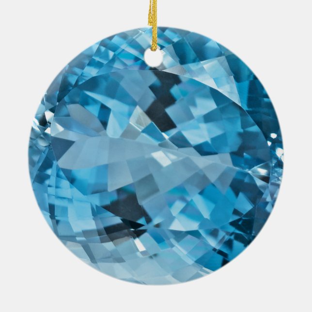 Adorno De Cerámica Aquamarine azul claro marzo Birthstone de la (Atrás)