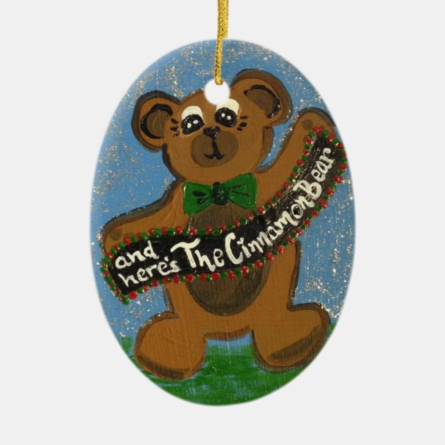 Adorno De Cerámica Aquí es el oso de canela (Frente)