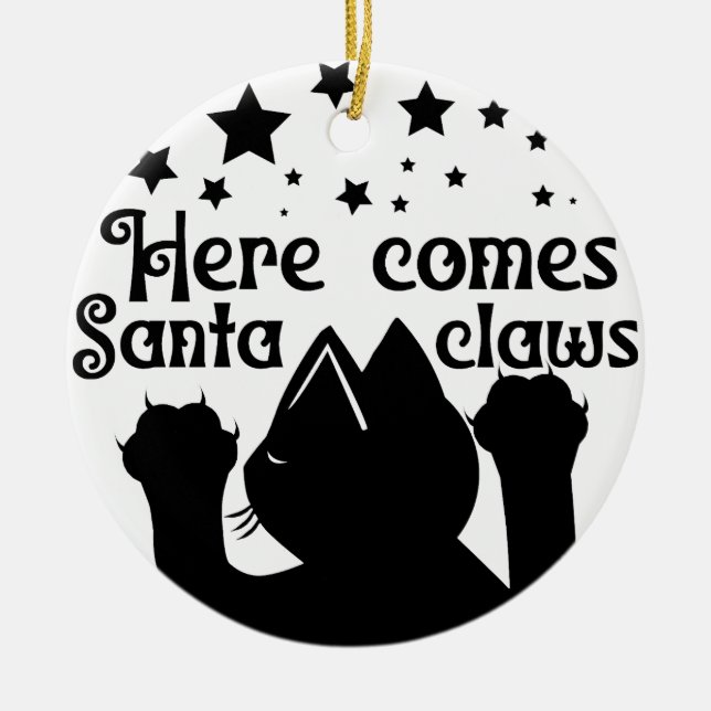 Adorno De Cerámica Aquí viene Santa Claw | ambas caras (Frente)