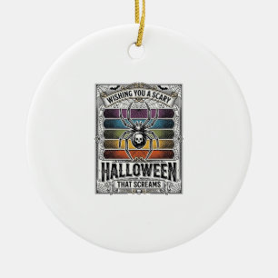 Adorno De Cerámica Araña de Halloween Espeluznante Grabado Retro Arco