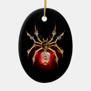 Adorno De Cerámica Araña steampunk sobre negro