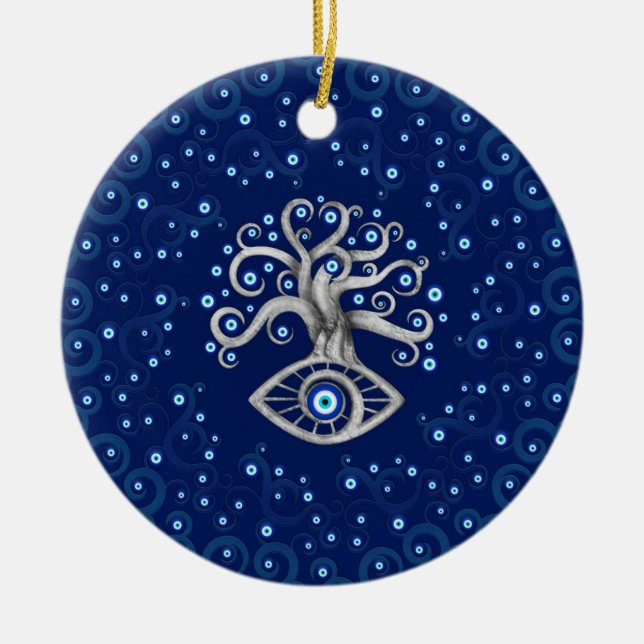 Adorno De Cerámica Árbol de Amulet Evil Eye (Frente)
