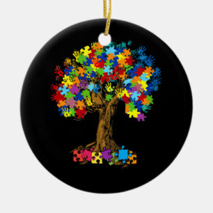 Adorno De Cerámica Árbol De Autismo Mes De Concienciación Simpatizant