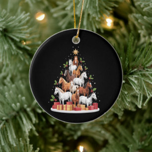 Adorno De Cerámica Árbol de Caballo Regalos de Navidad Caballos