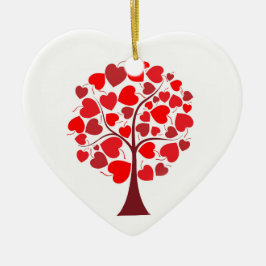 Adorno De Cerámica Árbol de corazones rojos Valentine