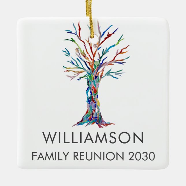 Adorno De Cerámica Árbol de familia familiar de unión personalizada (Anverso)