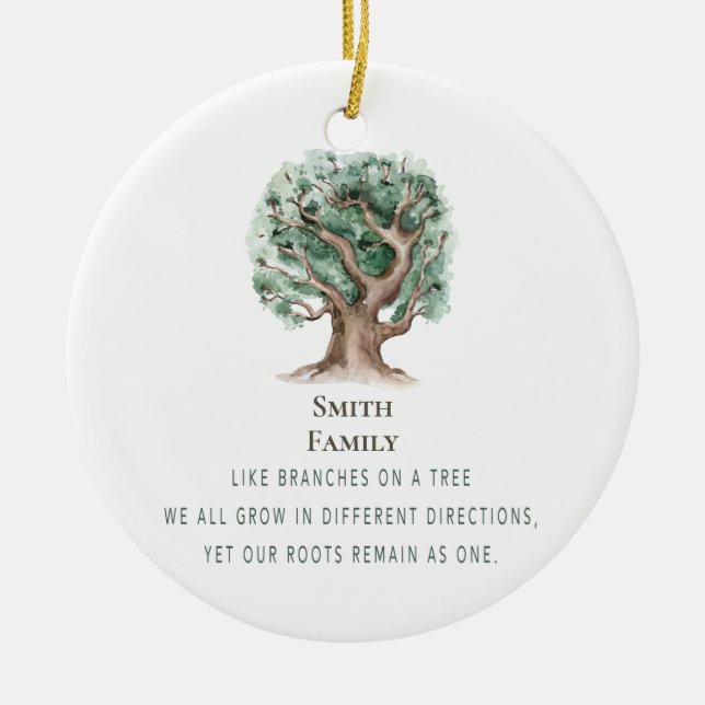 Adorno De Cerámica Árbol de familia Navidades personalizados Monogram (Frente)
