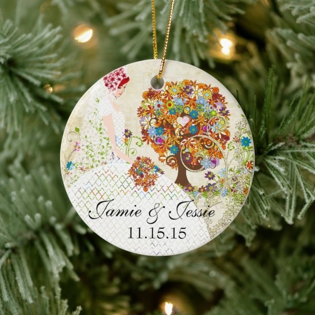 Adorno De Cerámica Árbol de flores de las novias rojas (Árbol)