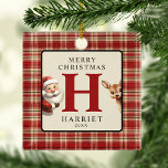 Adorno De Cerámica Árbol de fotos de Navidades de monograma Santa Pho<br><div class="desc">Invierte en algo más que una decoración de esta temporada festiva con nuestros adorables adornos de árboles monográficos. Diseñados con una mezcla nostálgica de yeguas, Santa, y sus pequeños renos, enmarcan elementos personales como el nombre de su hijo y la foto de su familia. Hechos para enriquecer sus celebraciones navideñas,...</div>