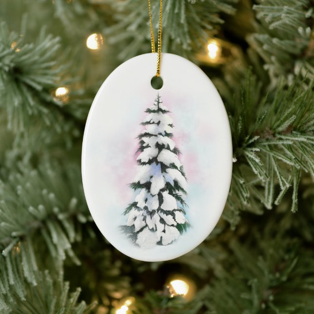 Adorno De Cerámica Árbol de invierno acuarela (Árbol)