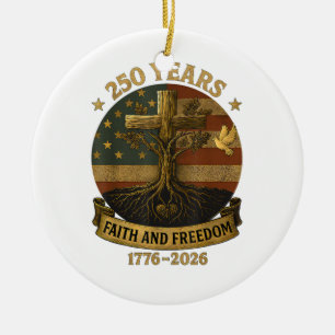 Adorno De Cerámica Árbol de la Cruz de la Bandera 250 Años Fe y Liber