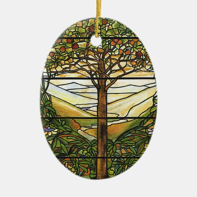 Adorno De Cerámica Árbol de la vida/del vitral de Tiffany (Frente)