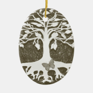 Adorno De Cerámica Árbol de los nuevos principios de la vida de