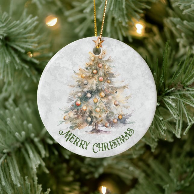Adorno De Cerámica Árbol de Navidad acuarela (Árbol)