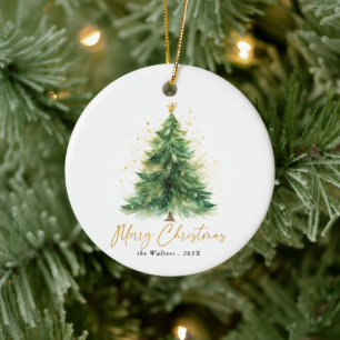 Adorno De Cerámica Árbol de Navidad acuarela moderna no foto
